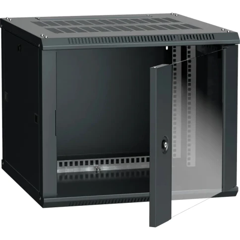 Шкаф LINEA W 9U 600x600 мм дверь стекло, RAL9005 фото 1