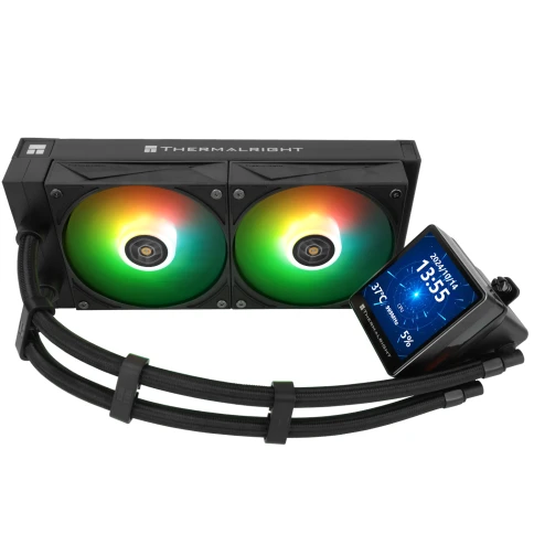 Водяное охлаждение для процессора/ Water Cooling System Thermalright Grand Vision 240 (240mm, LED, Black, ARGB/ Fans: 2x120mm, 80.45CFM, 29.4dBA, 2150RPM/ Pump height 72.5mm, 6400RPM, Rad thickness 27mm/ S: 1700, 1200, 1851, 115X, 2011, 2066, AM5, AM4) фото 5