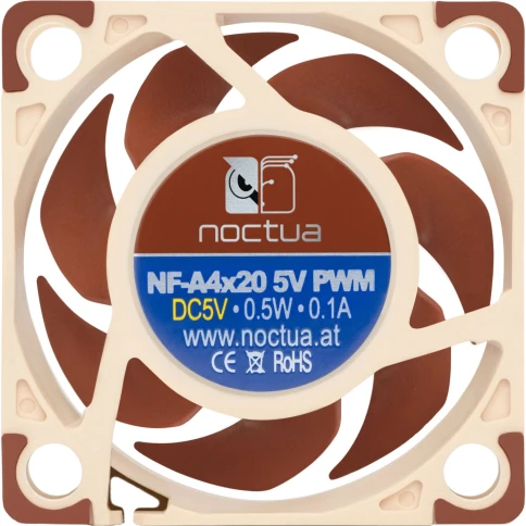 Кулер для корпуса/ Case Cooler Noctua NF-A4x20 5V PWM (40x40x20mm, 4-pin PWM, 5.53CFM, 14.9dBA, 5000RPM, Beige/Brown) фото 3