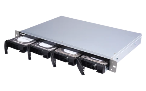 Полка расширения сетевого хранилища без дисков/ SMB QNAP TL-R400S SATA 6GB/s JBOD storage enclosure, 4-tray 3,5"/2,5" w/o HDD, 1 x SFF-8088, 1 PSU. Rackmount. W/o rail kit RAIL-B02 фото 1