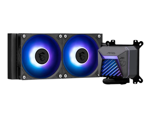 Система жидкостного охлаждения/ Water Cooling System MSI MAG CORELIQUID A15 240 (240W, 240mm, Black, ARGB/ Fans: 2x120mm, 64.89CFM, 28.7dBA, 2050RPM/ Pump 20dBA, 3400RPM, Rad thickness 27mm/ S: 1851, 1700, AM5, AM4) фото 4