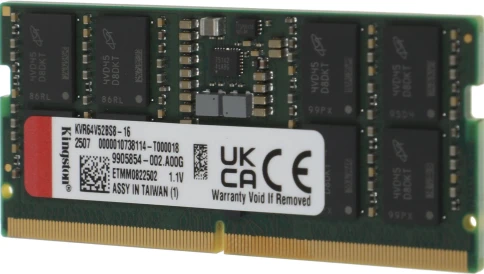 Оперативная память DDR5 16GB 6400MHz Kingston KVR64V52BS8-16 Valueram RTL PC5-51200 CL52 SO-DIMM 262-pin 1.1В single rank Ret фото 2