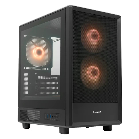 Корпус без блока питания/ Case HSPD M310, Mesh Mini-tower, Black, TG, 0.4 SPCC, 3x120mm ARGB (Orbis F1) mATX, mITX 180/280/160mm 1x2.5", 1x3.5", 4xPCI 2xUSB-A 3.0 452x277x418mm фото 1