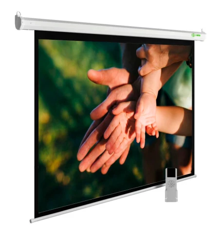Экран Cactus 280x280см MotoExpert CS-PSME-280x280-WT 1:1 настенно-потолочный рулонный белый (моторизованный привод) фото 1