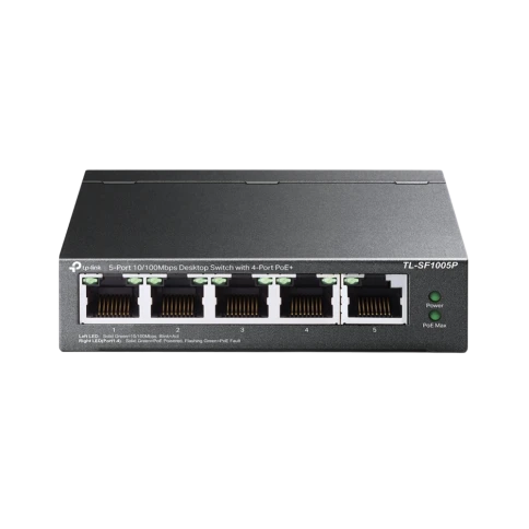 Коммутатор/ 5-Port 10/100Mbps Desktop Switch with 4-Port PoE, 5 10/100Mbps RJ45 ports including 4 PoE ports, 58W PoE Power supply, steel case фото 1