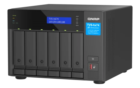 Сетевое хранилище без дисков/ ENTERPRISE QNAP TVS-h674-i5-32G QTS hero NAS, 6 x 3.5 "/ 2.5", 2 x M.2 NVMe, Intel Core i5-12400 6-core /12-thread up to 4.4 GHz, 32 GB  DDR4 (2 x 16 GB) up to 64 GB ( 2 x 32 GB), 2x 2.5 GbE BASE-T, HDMI port фото 5