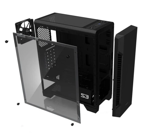 Корпус Zalman S3 черный ATX 7x120mm 2xUSB2.0 1xUSB3.0 audio bott PSU [S3 BLACK] фото 3