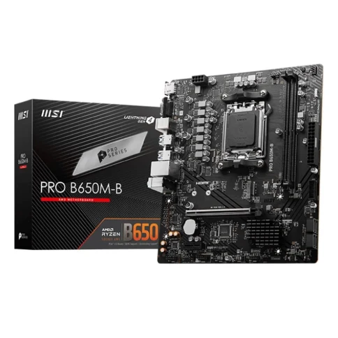 Материнская плата/ MB MSI AMD B650 sAM5, 2xDDR5(128GB), D-SUB/HDMI 2.1, 1xPCIe 4.0x16, 1xPCIe 3.0, 1xLAN (2.5GbE), 4xSATA 6Gb/s, 1xM.2, 4xUSB 3.2, 2xUSB 2.0, 2xPS/2, mATX фото 1