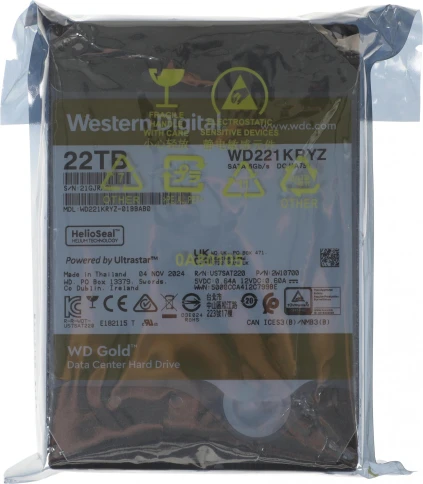 Жесткий диск WD SATA-III 22TB WD221KRYZ Gold 512E (7200rpm) 512Mb 3.5" фото 5