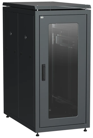 ITK Шкаф сетевой 19" LINEA N 28U 600х1000 мм стеклянная передняя дверь черный фото 2