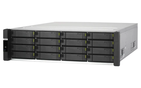 Сетевое хранилище без дисков/ Enterprise QNAP ES1686dc-2142IT-96G NAS, 16-tray SAS w/o HDD, rackmount, 2xPSU, per controller: Xeon D-2142IT 8-core 1.9 GHz processor (burst up to 3.0 GHz), 48 GB RDIMM DDR4 ECC up to 512 GB (8 x 64GB), 4xSFP+, Included rail фото 4