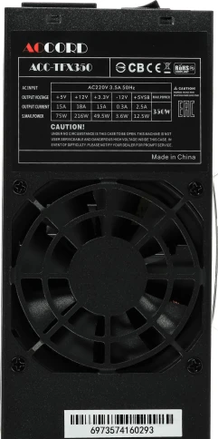 Блок питания Accord TFX 350W ACC-TFX350 24pin 80mm fan 3xSATA [ACC-TFX350] фото 3