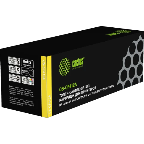 -/ Картридж лазерный Cactus CS-CF412A CF412A желтый (2300стр.) для HP LJ M452DW/DN/NW M477FDW/M477FDN/M фото 4