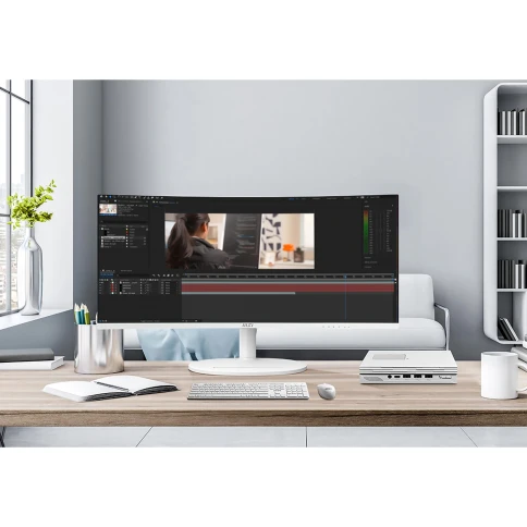 Монитор/ MSI Modern MD342CQPW  34" 3440x1440, VA, Curved, 120Hz, 4ms, 100M:1, 300cd, VGA, HDMI, DP, 3xUSB, Speaker, H. adj, VESA, 1y, White фото 8