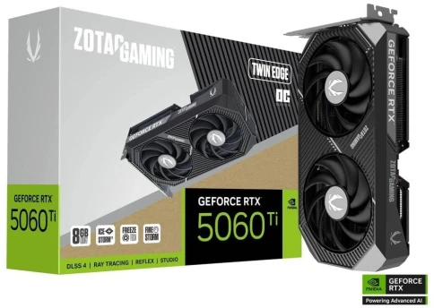 Видеокарта Zotac PCI-E 5.0 RTX 5060TI 8GB TWIN EDGE OC NVIDIA GeForce RTX 5060TI 8Gb 128bit GDDR7 2602/28000 HDMIx1 DPx3 HDCP Ret фото 6