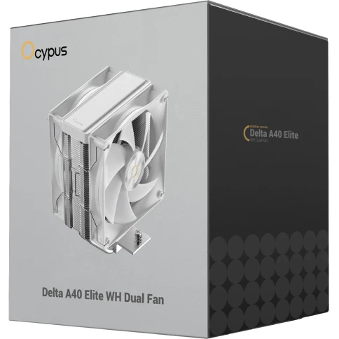 Кулер для процессора/ CPU Cooler Ocypus Delta A40 Elite WH Dual FAN (220W, 4-pin PWM, 156.7mm, Al/Cu, 4x6mm, 2x120mm, 73CFM, 29dBA, 2000RPM, S: 1851/1700/1200/115X, AM5/AM4, white) фото 8