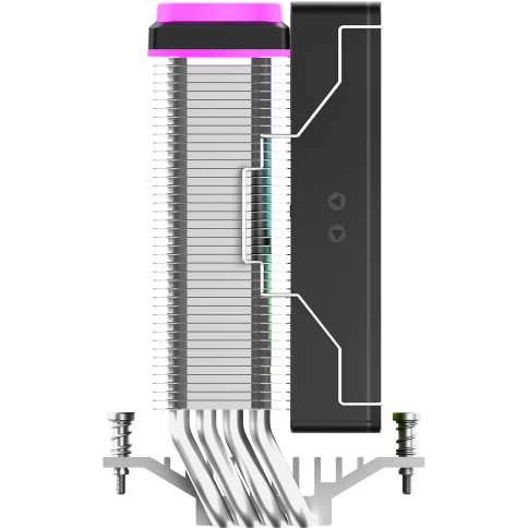 Кулер для процессора/ CPU Cooler Ocypus Delta A40 SE BK ARGB (190W, 4-pin PWM, 147mm, Al/Cu, 4x6mm, ARGB, 1x120mm, 60CFM, 31dBA, 1800RPM, S: 1851/1700/1200/115X, AM5/AM4, black) фото 5