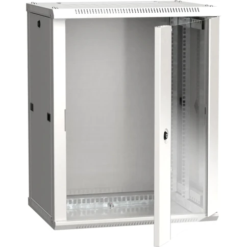 19" настенный шкаф 12U 600x450, стекл. передняя дверь, серый (плоск. упак) фото 1