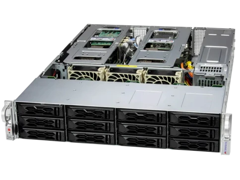 Серверная платформа/ SYS-621C-TN12R (bundle9): 2U / 2x LGA-4677 / 16x DDR5 RDIMM / 12x 3.5/2.5 NVMe/SATA/SAS /  2x PCIe 5.0 x16 FHHL / 3x PCIe 5.0 x8 FHHL / 2x PCIe 5.0 x4 NVMe M.2 / 1x 2-Port 1GbE RJ45 / TPM / 2x 1200W Power (12 NVME config) фото 1