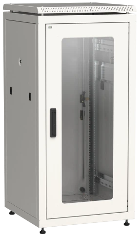 Шкаф сетевой 19" LINEA N 24U 600х800 мм стеклянная передняя дверь серый фото 3