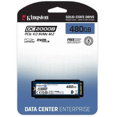 Твердотельный накопитель/ Kingston SSD DC2000B 480GB, M.2 22x80mm, NVMe, PCIe Gen 4x4, 3D TLC, R/W 7000/800MB/s, IOPs 530 000/32 000, TBW 350, DWPD 0.4 (12 мес) фото 3