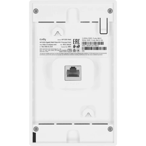 Точка доступа/ AC1200 Dual Band Gigabit Wall Plate Access Point,  MT7621DAN+MT7613B+MT7603E,  867Mbps at 5GHz + 300Mbps at 2.4GHz,  1 x Gigabit PoE-IN Port, 802.3af / at, 4 x Gigabit  RJ45 ports, LAN1 support PoE Out, Cudy Mesh Support фото 4