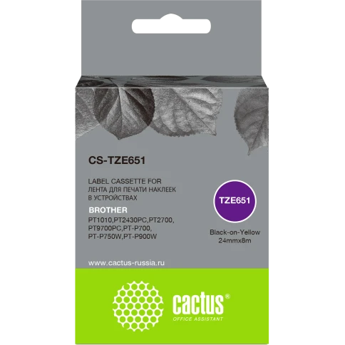 -/ Картридж ленточный Cactus CS-TZE651 TZe-651 черный для Brother 1010/1280/1280VP/2700VP фото 2