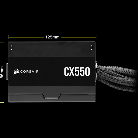 Блоки питания/ Power Supply Corsair CX550, Model RPS0127, 550W 80+ Bronze (ATX, 2.31, Non-modular, 1x24(20+4)pin, 1xCPU 8(4+4)pin, 2xPCIe*2 8(6+2)pin, 3xSATA3, 2xMOLEX4pin, Active, 120x120mm, 150x120x86mm, APFC, Power cable-EU, black) фото 8