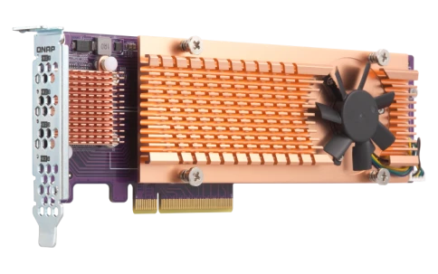 Плата расширения/ QNAP QM2-4P-384 Quad M.2 PCIe NVMe SSD expansion card; supports up to four M.2 2280 formfactor M.2 PCIe (Gen3 x4) SSDs; PCIe Gen3 x8 host interface; Low-profile bracket pre-loaded, Low-profile flat and Full-height are bundled фото 3