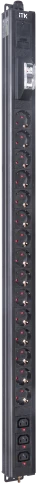 ITK BASE PDU PV1111 24U 1ф 16А 15SCHUKO 3C13 2,6м SCHUKO фото 1
