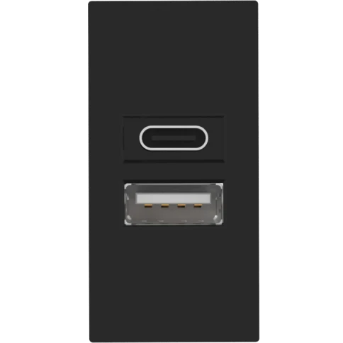 Donel USB зарядное устройство, 2.1A, Type A + C, 1 мод., черн. (22.5х45мм) фото 1