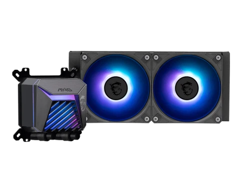 Система жидкостного охлаждения/ Water Cooling System MSI MAG CORELIQUID A15 240 (240W, 240mm, Black, ARGB/ Fans: 2x120mm, 64.89CFM, 28.7dBA, 2050RPM/ Pump 20dBA, 3400RPM, Rad thickness 27mm/ S: 1851, 1700, AM5, AM4) фото 2