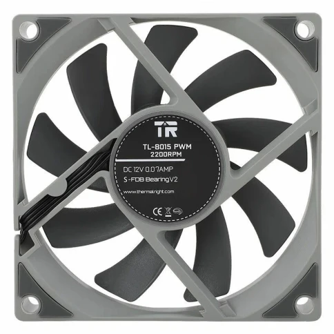 Вентилятор корпусный/ Case Cooler Thermalright TL-8015 (80x80x15mm, 4-pin PWM, 28.4CFM, 23.3dBA, 2200RPM, Grey) фото 2