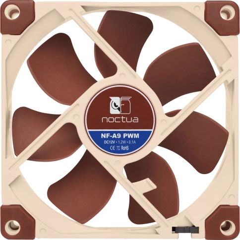 Кулер для корпуса/ Case Cooler Noctua NF-A9 PWM (92x92x25mm, 4-pin PWM, 46.44CFM, 22.8dBA, 2000RPM, Beige/Brown) фото 4