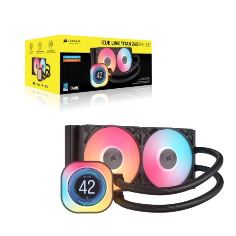 Система жидкостного охлаждения/ Water Cooling System Corsair iCUE LINK TITAN 240 RX LCD (240mm, Black, RGB/ Fans: 2x120mm, 73.5CFM, 36dBA, 2100RPM/ S: 1851, 1700, AM5, AM4) фото 5