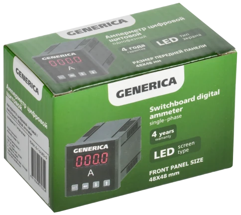 Амперметр цифр. щит. 1-ф. 48х48 LED GENERICA фото 2