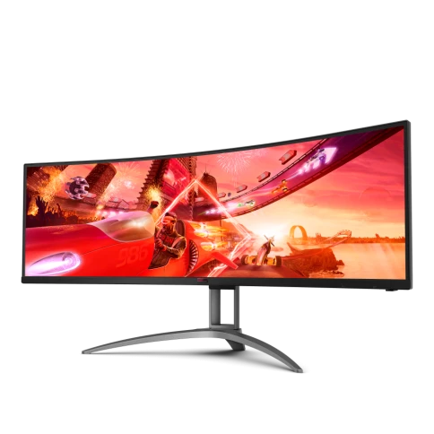 AOC AG493UCX2 49'', Curved, 5120x1440, VA, 165hz, 80M:1, 400cd, 1ms, 3xHDMI 2.0, DP 1.4, 3xUSB 3.2, Type-C 65W, Speakers, H. adj 100mm, 3Y, Black фото 4