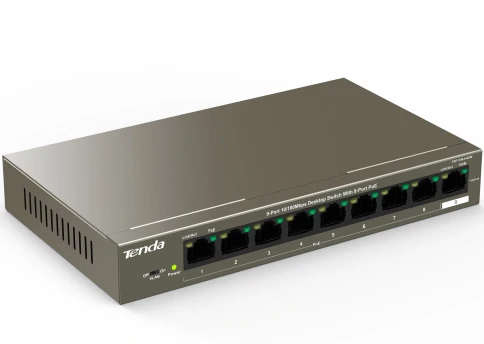 Коммутатор/ Tenda TEF1109P-8-63W  9-Port 10/100Mbps Desktop Switch With 8-Port PoE фото 2