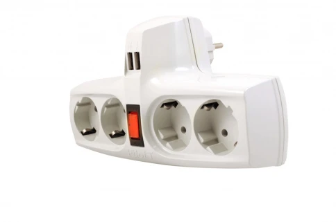 Разветвитель/ Разветвитель ZIS Pilot T USB, 4 розетки (евро с заземлением), 2*USB фото 4