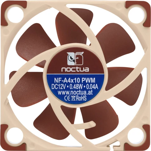 Кулер для корпуса/ Case Cooler Noctua NF-A4x10 PWM (40x40x10mm, 4-pin PWM, 5.2CFM, 19.6dBA, 5000RPM, Beige/Brown) фото 4