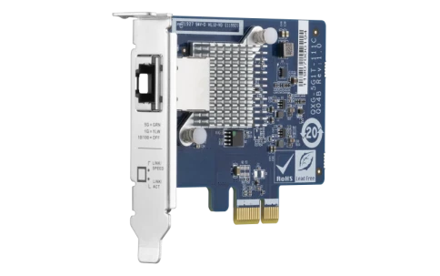 Сетевая карта/ QNAP QXG-5G1T-111C PCIe Gen2 x1, Single-port 4-speed 5 GbE network expansion card (5Gbps/ 2.5Gbps/ 1Gbps/ 100Mbps)  Low-profile bracket pre-installed; full-height and specialized brackets are bundled фото 3