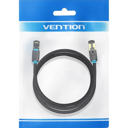 Патч-корд Vention прямой SFTP cat.8 RJ45 - 0,5м. Черный Тканевая оплетка фото 3