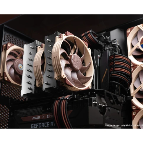 Кулер для корпуса/ Case Cooler Noctua NF-A14x25r G2 PWM (140x140x25mm, 4-pin PWM, 91.58CFM, 24.8dBA, 1500RPM, Beige/Brown) фото 6
