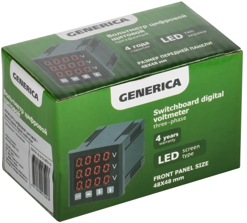 Вольтметр цифр. щит. 3-ф. 48х48 LED GENERICA фото 2