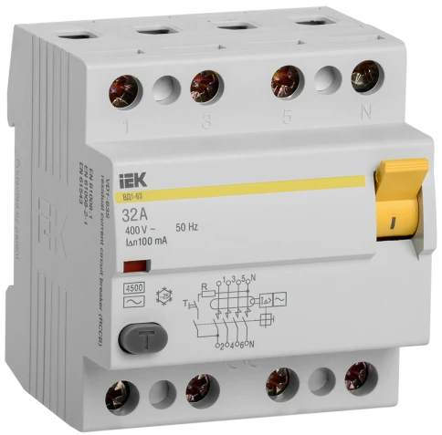 УЗО ВД1-63 4Р 32А 100мА IEK фото 1