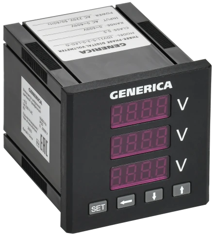 Вольтметр цифр. щит. 3-ф. 72х72 LED GENERICA фото 2
