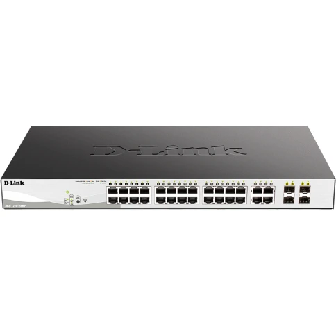 Коммутатор/ DGS-1210-28MP/F4A Smart L2 Switch 24х1000Base-T PoE, 4хCombo 1000Base-T/SFP, PoE Budget 370W, Compact CLI фото 1