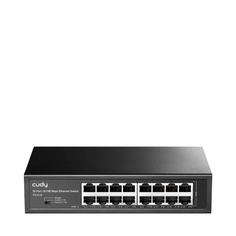 Коммутатор/ 16-Port 10/100 Mbps Switch, 16 10/100 Mbps RJ45 Ports, Switch/VLAN/Extend working mode DIP switch, Rack-mountable Steel Case, Power Saving, Plug & Play, Rack-Mount kits included фото 1