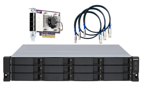 Полка расширения сетевого хранилища без дисков/ SMB QNAP TL-R1200S-RP SATA 6GB/s JBOD storage enclosure, 12-tray 3,5"/2,5" w/o HDD, 3 x SFF-8088, 2 PSU. Rackmount. W/o rail kit RAIL-B02 фото 5