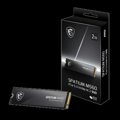 MSI SSD SPATIUM M560, 2000GB, M.2(22x80mm), NVMe, PCIe 5.0 x4, 3D TLC, R/W 10300/8700, IOPs 1 300 000/1 400 000,TBW 1200, DWPD 0.66 (5 лет) фото 1